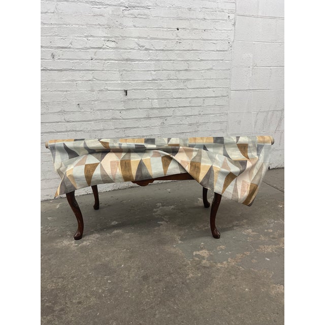 Queen Anne Newly Upholstered Queen Anne Style Vanity or Piano Bench For Sale - Image 3 of 10