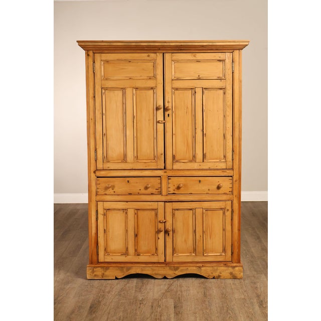 Pine Country Style Armoire Cabinet With Drawers For Sale - Image 13 of 18