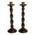 English Barley Twists Wood & Brass Holder Candle Sticks-Set of 2 For Sale