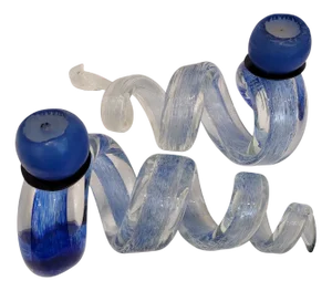 Blue Spiral Candleholders in Glass, France, 1980s, Set of 2