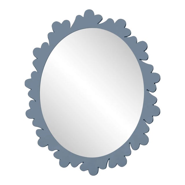 Fleur Home Garden District Arabella Oval Mirror in Bachelor Blue, 26x31 For Sale