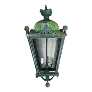 Four-Sides Brass and Bronze Vintage Hanging Lantern