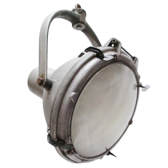 1950s Vintage American Industrial Frosted Glass Hanging Spotlight, 1950s For Sale - Image 5 of 5