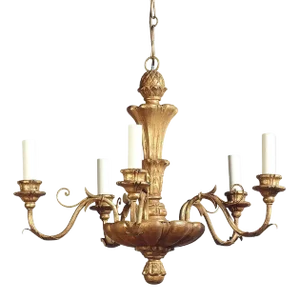 Giltwood Rococo Five Light Chandelier