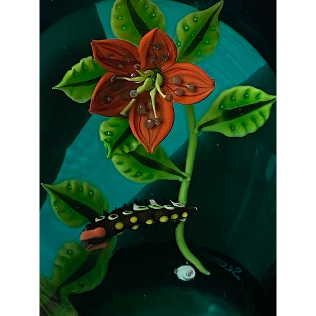 Art Nouveau William Manson Caithness Aqua Glass Paperweight (Scotland) For Sale - Image 3 of 12