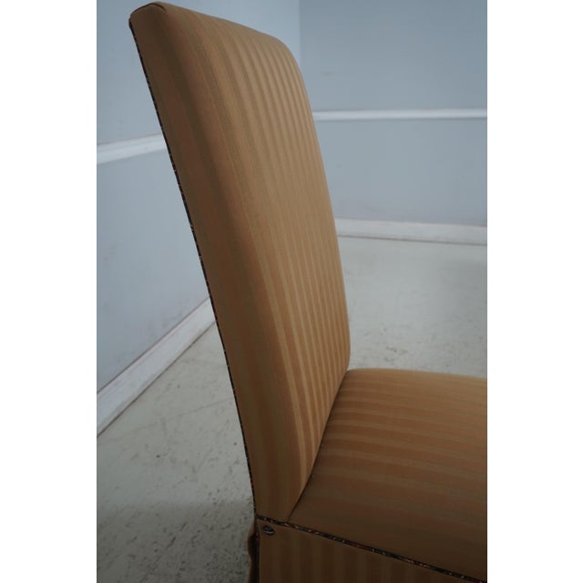 Textile Pair of Upholstered Skirted Parsons Host High Back Chairs For Sale - Image 7 of 18