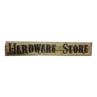 Hand Painted On 110 Year-old Redwood Beadboard "Hardware Store" Sign For Sale