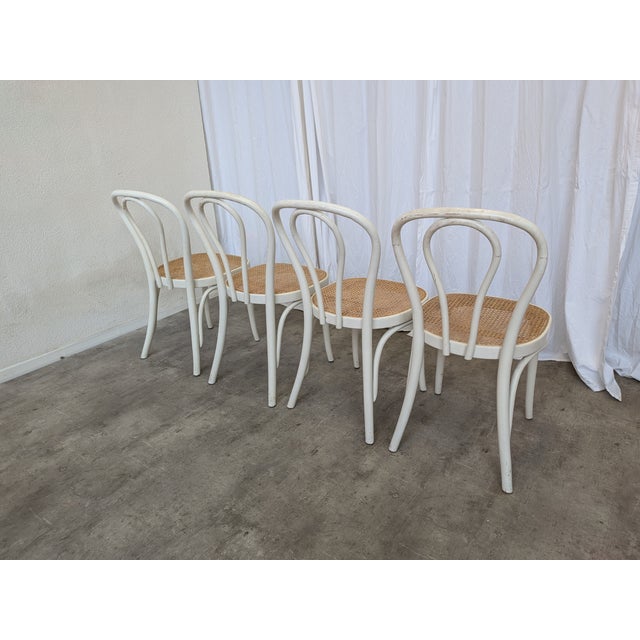 Vintage White Wood Dining Chairs with Cane Seats, 1970s, Set of 4 For Sale - Image 12 of 18