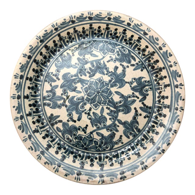 Blue And Cream Crackled Decorative Plate Chairish