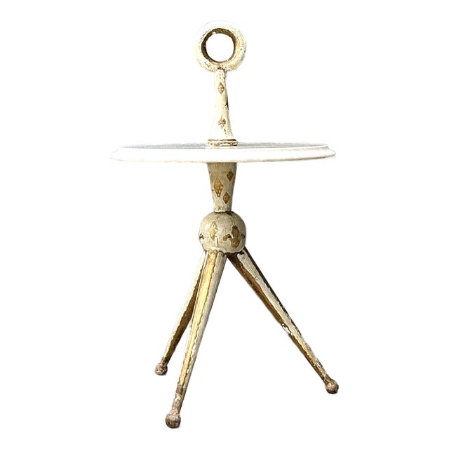 Vintage 1940s Italian Gilt Tipped Side Table For Sale