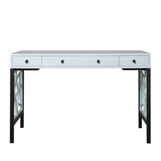 David Francis Tiffany Writing Desk - Light Blue For Sale - Image 4 of 9
