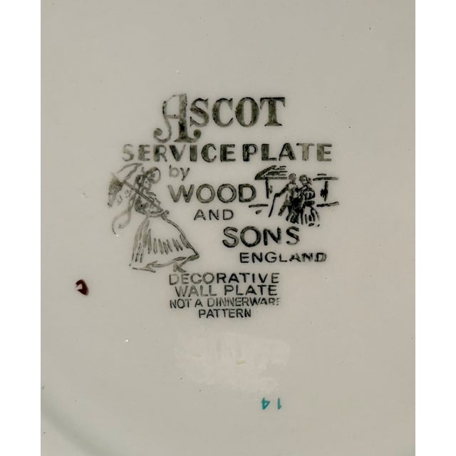 Green 1950s Green and Gold English"Ascot" Decorative Plates by Wood and Sons, Set of 2 For Sale - Image 8 of 8