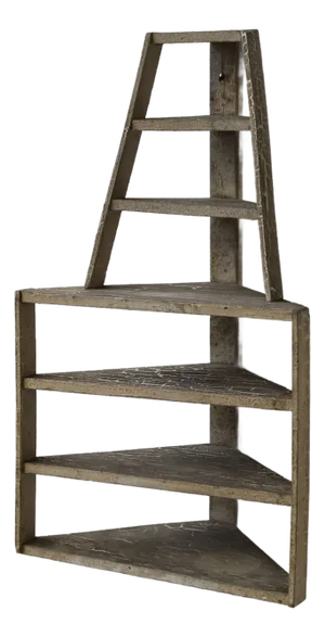 Vintage Folk Art Contracted Paint Finish Tiered Corner Shelf, Circa 1930s-40s