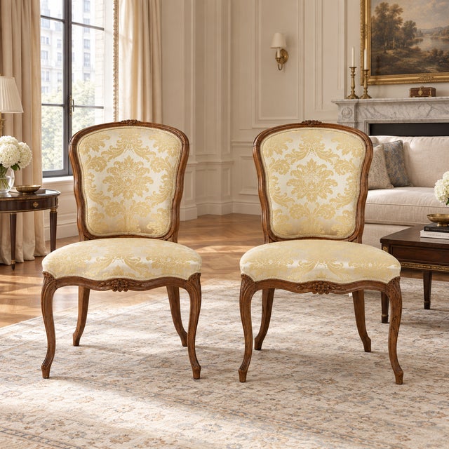 Beautiful Side Chairs in a fantastic condition, recently professionally restored and reupholstered with quality fabric...