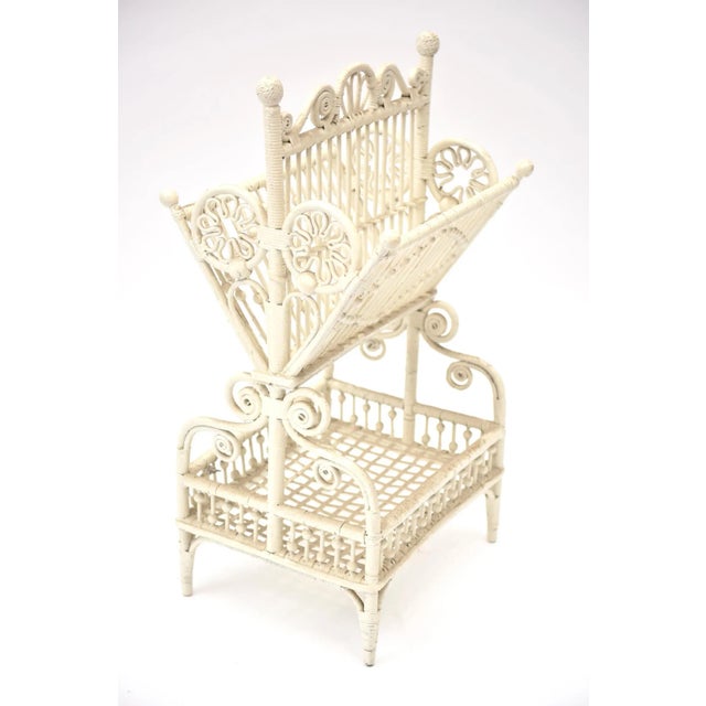 Victorian Wicker Two Tier Beaded Magazine Rack For Sale - Image 9 of 11