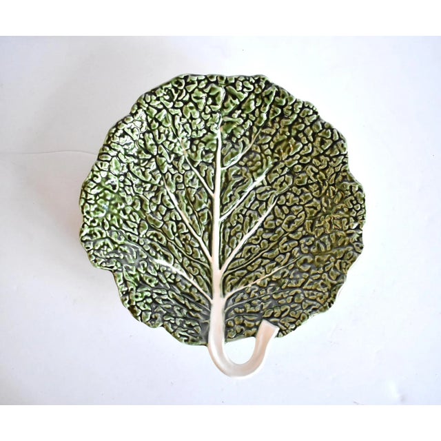 Bordallo Pinheiro Portuguese Majolica Cabbageware Leaf Serving Bowls - a Pair For Sale - Image 4 of 8