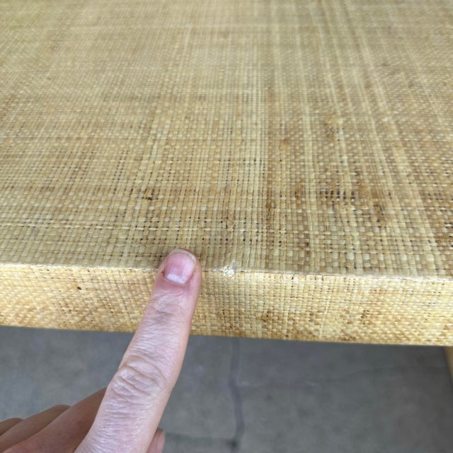 Post Modern Grass Cloth Sofa Console Table For Sale - Image 9 of 12