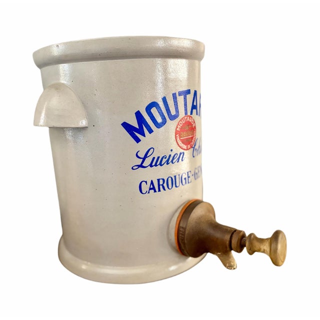 Early 20th Century Vintage Lucien Chirat Carouge-Genève Mustard Dispenser Crock For Sale - Image 5 of 10