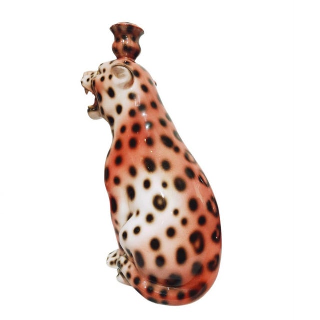 Vintage Boxer Ceramic Leopard Candleholder, 1980s For Sale - Image 11 of 16