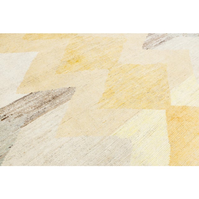 Taupe Modern Moroccan Style Wool Rug With Diamond and Zigzag Motifs in Neutral Tones For Sale - Image 8 of 11