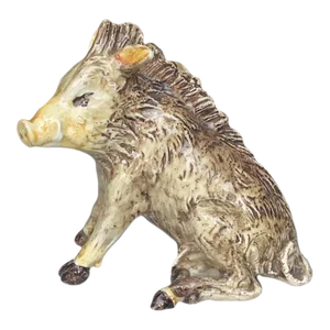 French Majolica Coin Bank Boar Massier Circa 1890