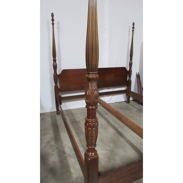 1980s American Drew Cherry King Size Poster Bed Rice For Sale - Image 6 of 10
