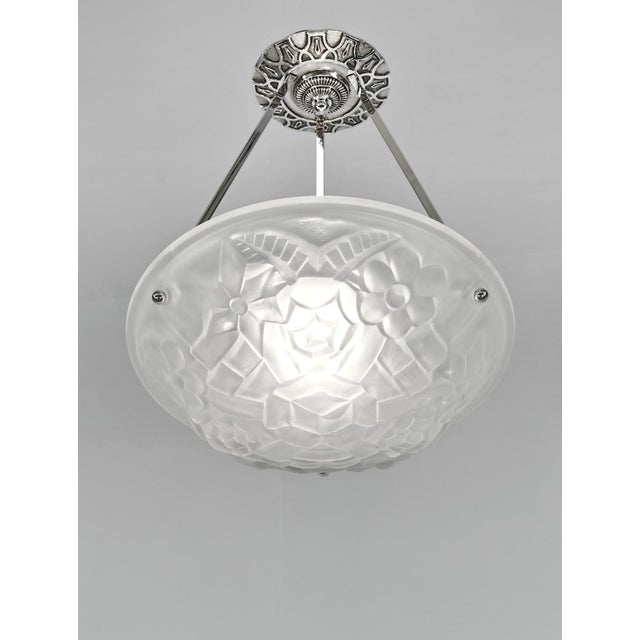 David Gueron Degue French Art Deco Pendant Light by Degue 1930 France - 2 Available For Sale - Image 4 of 12