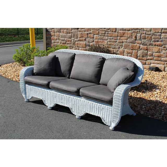 Henry Link Braided Wicker Rattan Sofa For Sale - Image 9 of 18