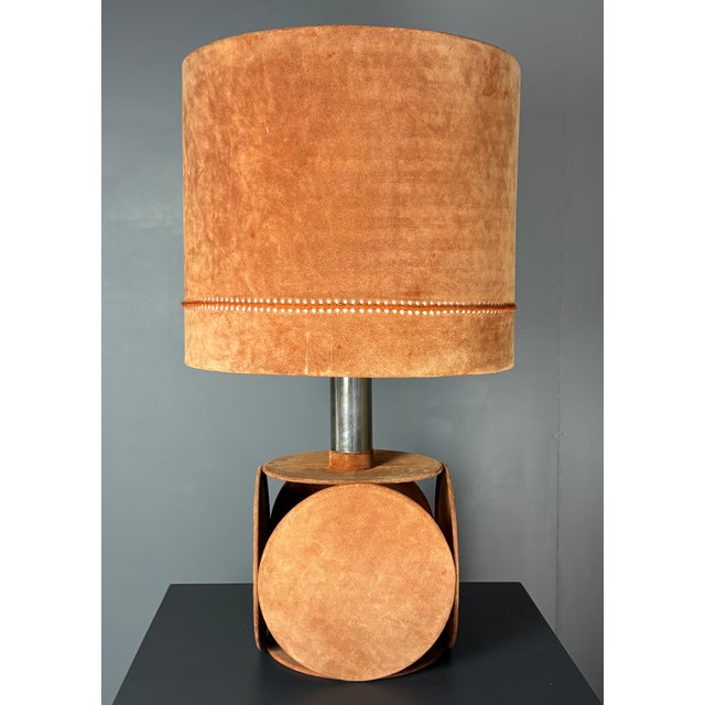 Mid-Century Terracotta Suede Table Lamp. 1970s For Sale - Image 13 of 13