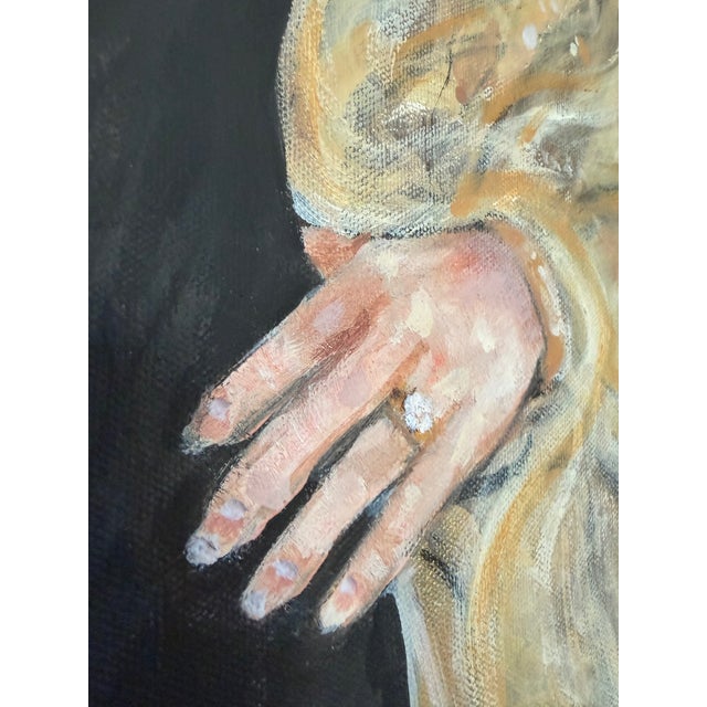 Glamorous Portrait of Elegant Woman - Original Painting on Canvas For Sale - Image 10 of 16