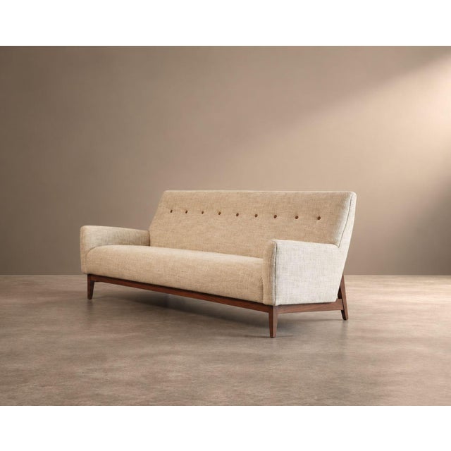Mid-Century Modern Mid-Century Modern Walnut Floating Sofa, Model U-150 by Jens Risom, Circa 1950s For Sale - Image 3 of 8
