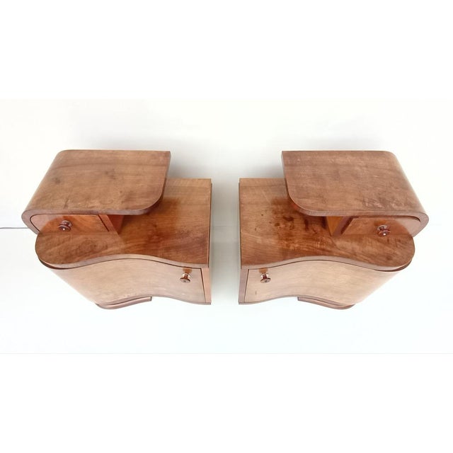 Modern Art Deco Bedside Tables by Jindřich Halabala for Up Závody, 1940s, Set of 2 For Sale - Image 3 of 14