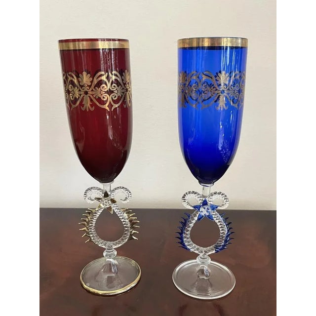 Blue Italian Glasses in Murano Glass, 1980, Set of 2 For Sale - Image 8 of 8