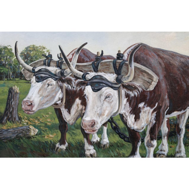 Original Douglas Allan Fales (1929-2024) Oil Painting 1967, Signed Title: Stumping - Pioneer Era Framed 29 1/2” wide x 24”...