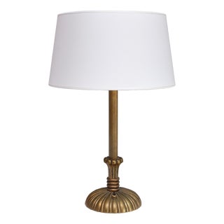 Swedish Grace Table Lamp in Fluted and Reeded Patinated Brass, 1930s For Sale