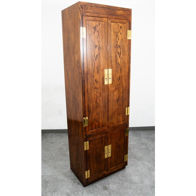 Vintage Henredon Tall Cabinets Campaign Style With Brass Accents. Scene 1 One Design. A Pair. No tags. Very desirable pair...