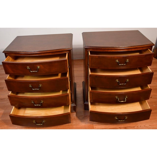1940s Vintage Ethan Allen Regency Style Mahogany Pair of Nightstands For Sale - Image 6 of 13