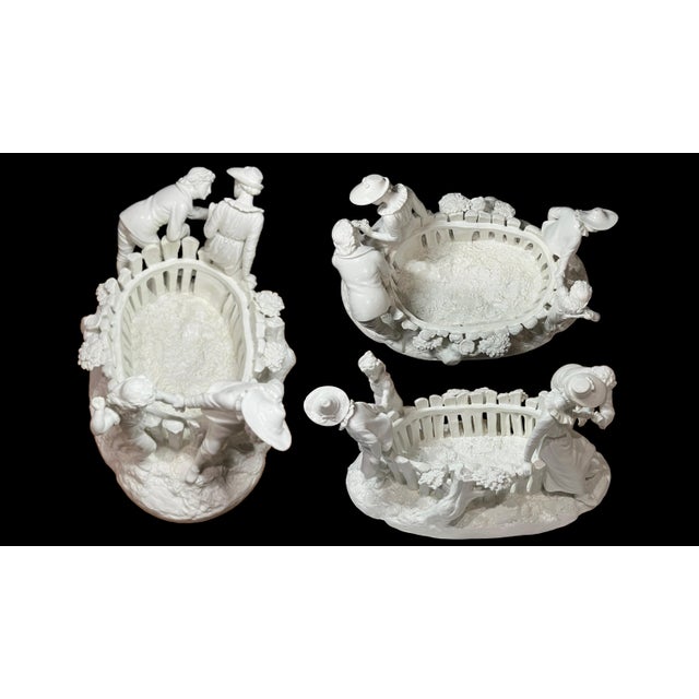 Antique White Porcelain Picket Fence Centerpiece With Courting Couple and Children Royal Worcester 1890 For Sale - Image 11 of 18