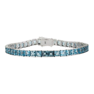 Natural 22.35 Carat Blue Topaz Sterling Silver Tennis Bracelet- Anniversary Present