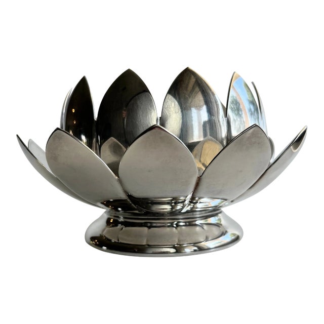 Mid 20th Century Vintage Reed & Baron Silverplate Lotus Flower Vase For Sale