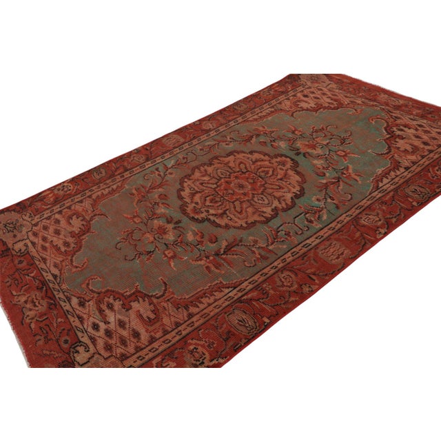 This vintage 5x8 rug, hand-knotted in wool, circa 1960-1970, as inspired by European influences, is a new addition to Rug...