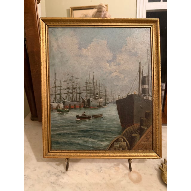 1920s Antique Ship Painting, Framed For Sale - Image 5 of 12