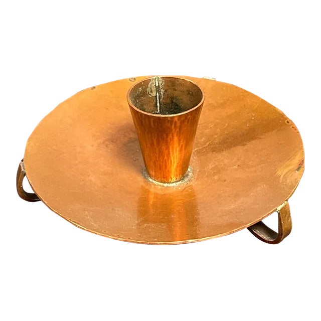 Vintage English Copper Candlestick Holder For Sale