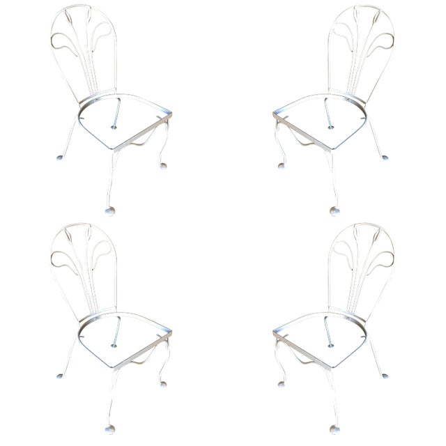 Salterini Tropical Leaf Iron Patio/Outdoor Lounge Chairs - Set of 4, Attributed For Sale