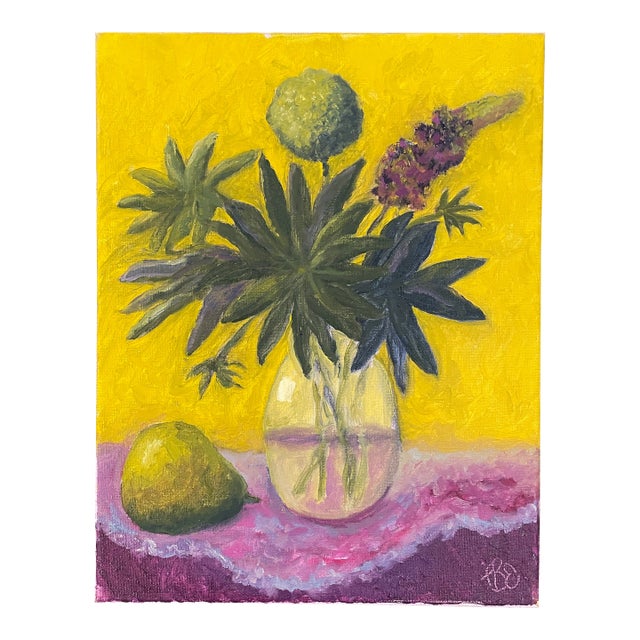 1990s Floral Still Life Oil on Canvas For Sale