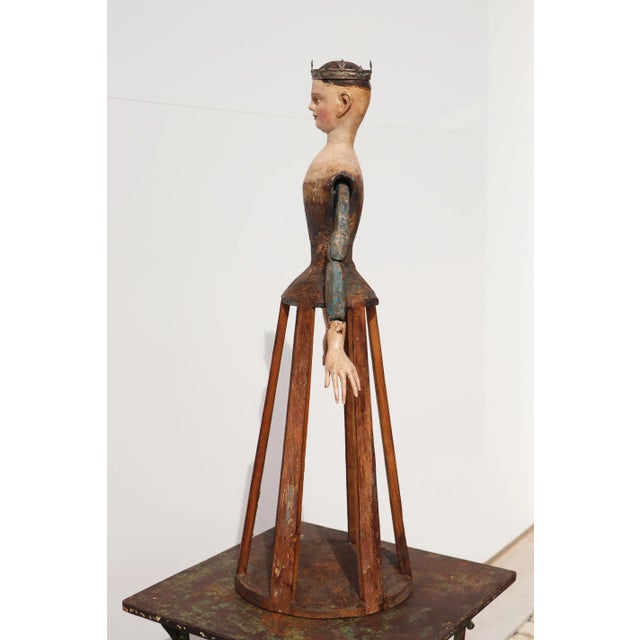Baroque Santos Cage Doll With Silver Crown, Portuguese 18th Century, Virgin, Madonna, Religious For Sale - Image 4 of 12