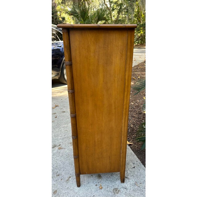 Ornamental & Decorative Materials 1970s Faux Bamboo and Rattan Lingerie Chest For Sale - Image 7 of 8