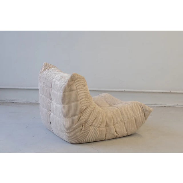 Beige Corduroy Togo Lounge Chair by Michel Ducaroy for Ligne Roset For Sale - Image 6 of 9