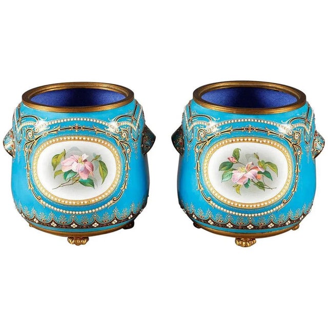 Late 19th-Century Blue Bresse Enamel Jardinières, Set of 2 For Sale - Image 11 of 11