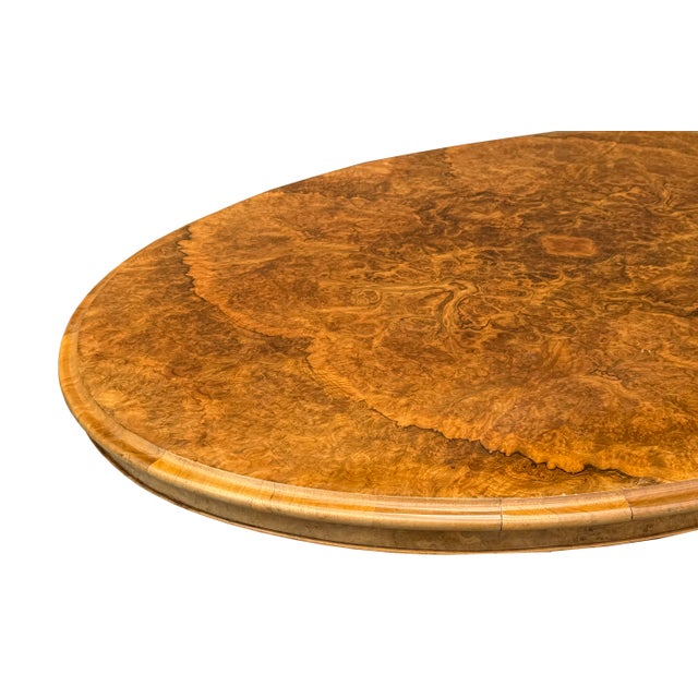 Auburn Vintage Estate Burl Walnut Wood Large Oval Low Coffee Table For Sale - Image 8 of 15